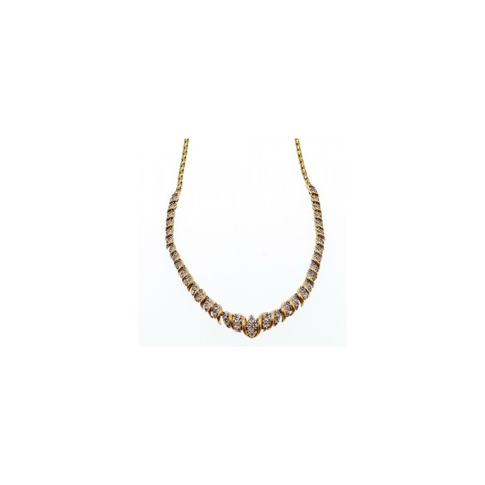 925 Sterling Silver Gold Plated Diamonds Necklace