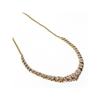 925 Sterling Silver Gold Plated Diamonds Necklace