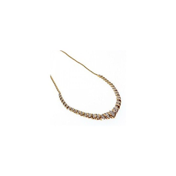 925 Sterling Silver Gold Plated Diamonds Necklace