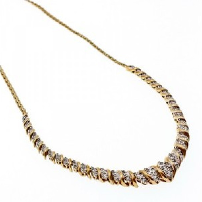925 Sterling Silver Gold Plated Diamonds Necklace