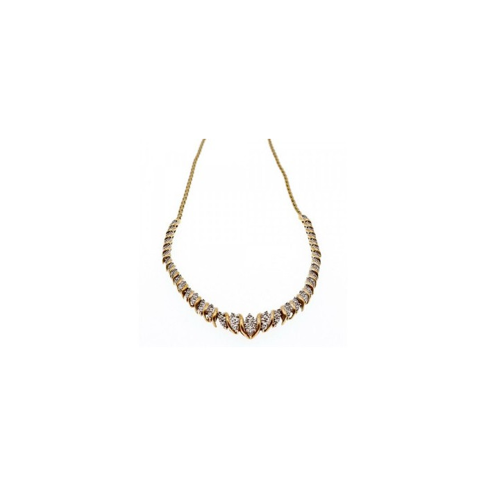 925 Sterling Silver Gold Plated Diamonds Necklace