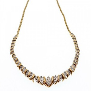 925 Sterling Silver Gold Plated Diamonds Necklace