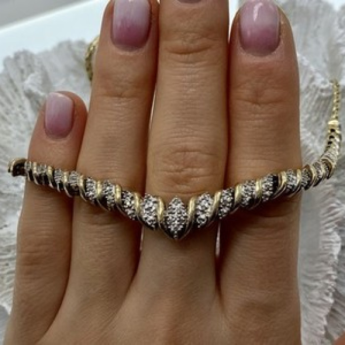 925 Sterling Silver Gold Plated Diamonds Necklace