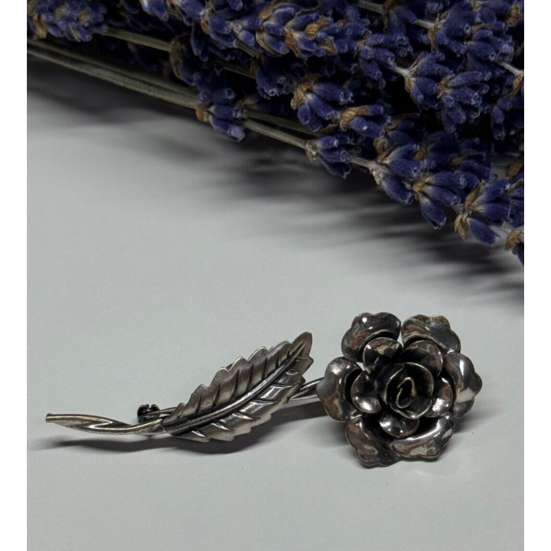 Jewelart 925 Sterling Silver Rose Brooch