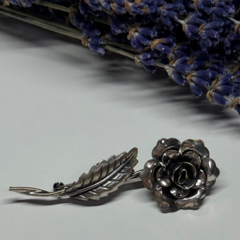 Jewelart 925 Sterling Silver Rose Brooch