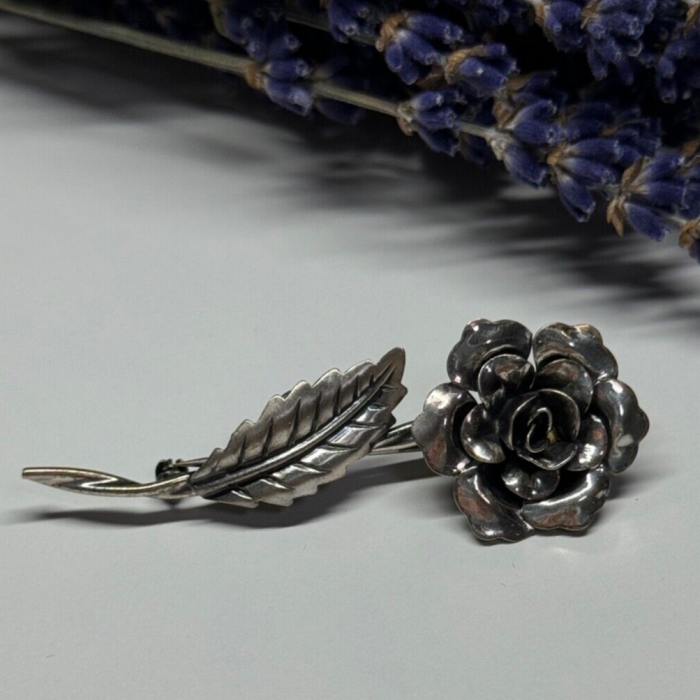 Jewelart 925 Sterling Silver Rose Brooch