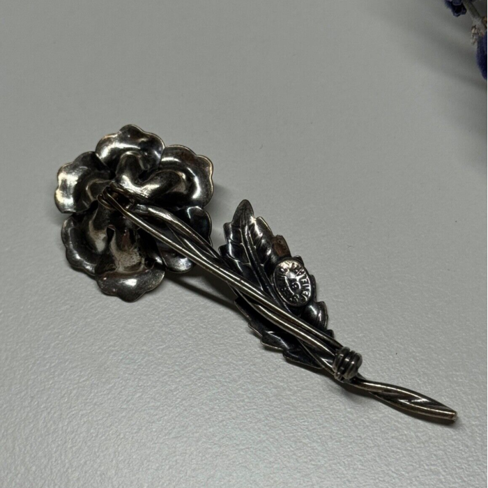 Jewelart 925 Sterling Silver Rose Brooch