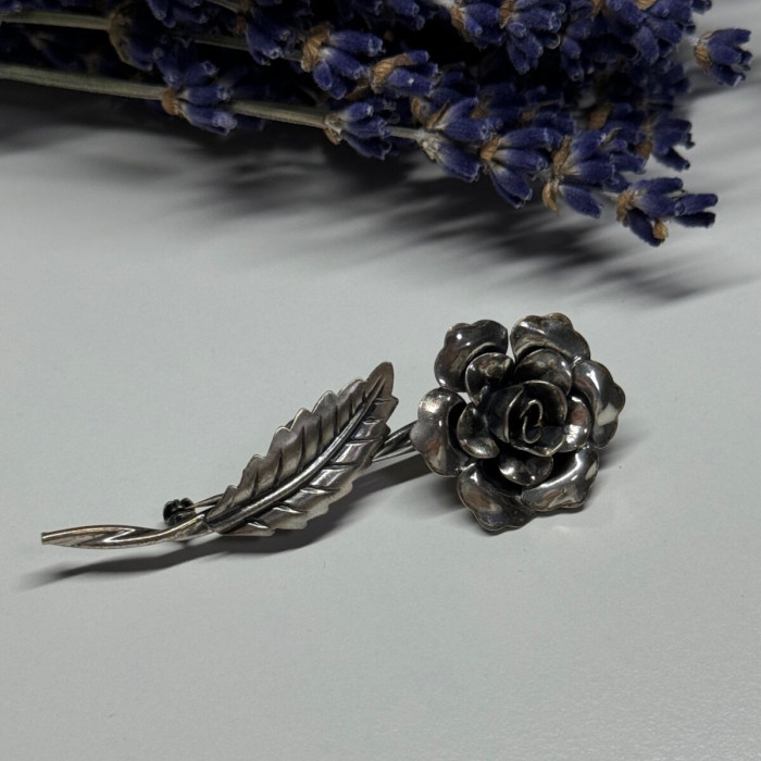 Jewelart 925 Sterling Silver Rose Brooch