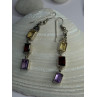 925 Sterling Silver Amethyst & Garnet & Citrine Earrings Length 2.30 inch