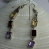 925 Sterling Silver Amethyst & Garnet & Citrine Earrings Length 2.30 Inch