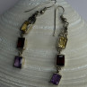 925 Sterling Silver Amethyst & Garnet & Citrine Earrings Length 2.30 Inch