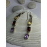 925 Sterling Silver Amethyst & Garnet & Citrine Earrings Length 2.30 inch