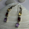 925 Sterling Silver Amethyst & Garnet & Citrine Earrings Length 2.30 Inch