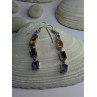 925 Sterling Silver Amethyst & Garnet & Citrine Earrings Length 2.30 inch