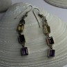 925 Sterling Silver Amethyst & Garnet & Citrine Earrings Length 2.30 Inch