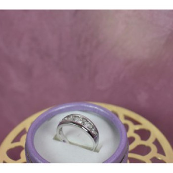 925 Sterling Silver CZ Band Ring Size 9.75