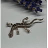 925 Sterling Silver Ruby & Marcasite Lizard Brooch