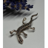 925 Sterling Silver Ruby & Marcasite Lizard Brooch