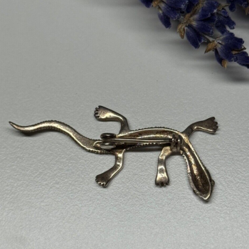 925 Sterling Silver Ruby & Marcasite Lizard Brooch