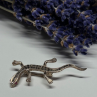 925 Sterling Silver Ruby & Marcasite Lizard Brooch