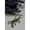 925 Sterling Silver Ruby & Marcasite Lizard Brooch