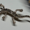 925 Sterling Silver Ruby & Marcasite Lizard Brooch