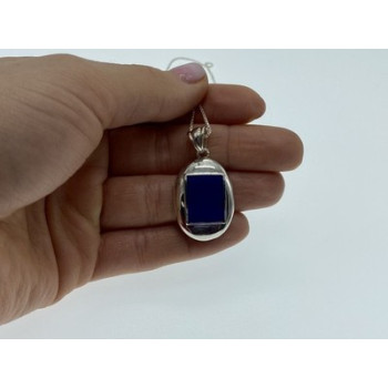 925 Sterling Silver Blue Enamel Chain with Pendant