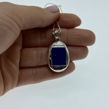 925 Sterling Silver Blue Enamel Chain With Pendant