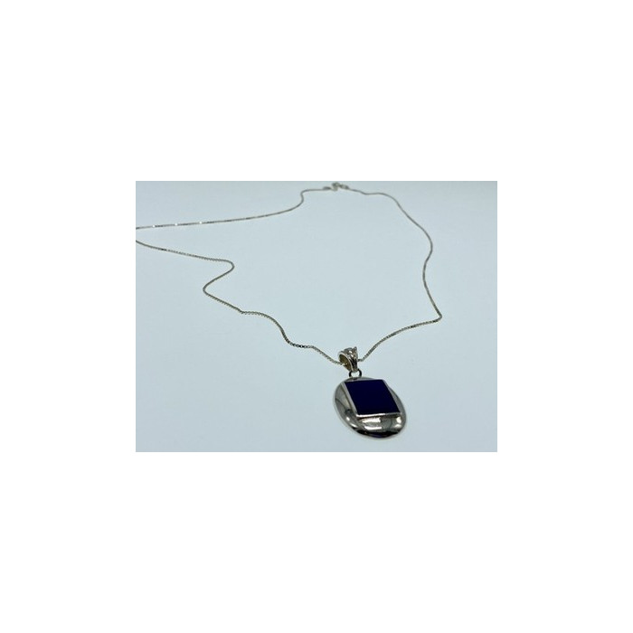 925 Sterling Silver Blue Enamel Chain with Pendant