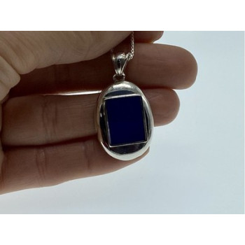 925 Sterling Silver Blue Enamel Chain with Pendant