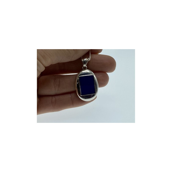 925 Sterling Silver Blue Enamel Chain with Pendant