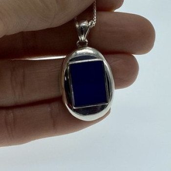 925 Sterling Silver Blue Enamel Chain With Pendant