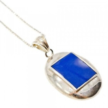 925 Sterling Silver Blue Enamel Chain With Pendant