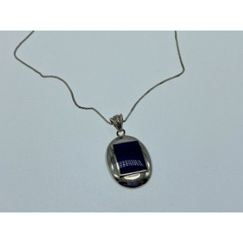 925 Sterling Silver Blue Enamel Chain with Pendant