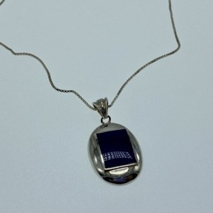 925 Sterling Silver Blue Enamel Chain With Pendant