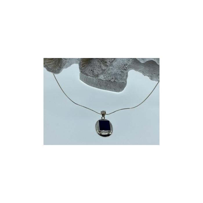 925 Sterling Silver Blue Enamel Chain with Pendant