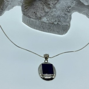 925 Sterling Silver Blue Enamel Chain With Pendant