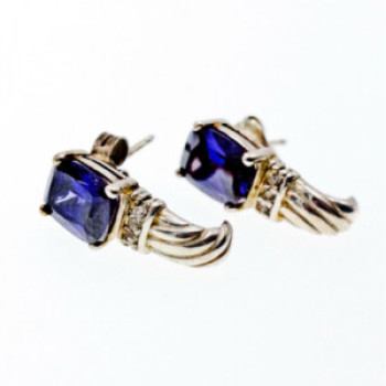 Avon 925 Sterling Silver Iolite Stud Earrings