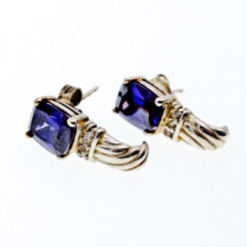 Avon 925 Sterling Silver Iolite Stud Earrings