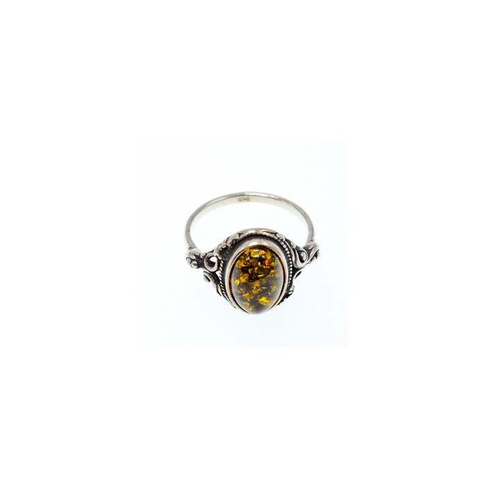 Vintage 925 Sterling Silver Amber Ring Size 7