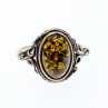 Vintage 925 Sterling Silver Amber Ring Size 7