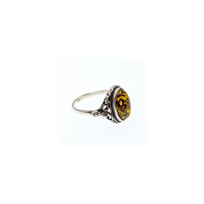 Vintage 925 Sterling Silver Amber Ring Size 7