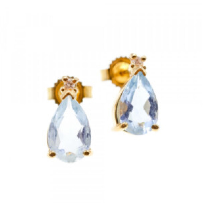 14K Yellow Gold Topaz & Diamond Earrings