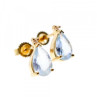 14K Yellow Gold Topaz & Diamond Earrings