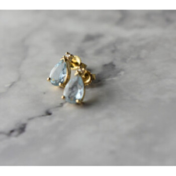 14K Yellow Gold Topaz & Diamond Earrings