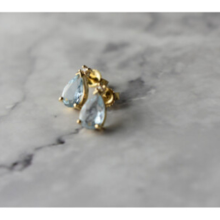 14K Yellow Gold Topaz & Diamond Earrings