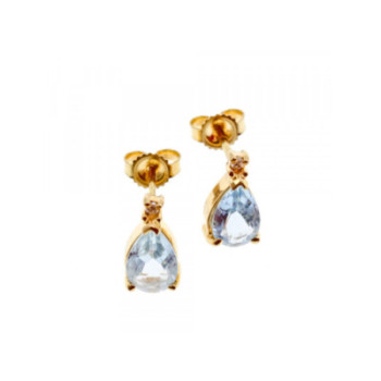 14K YELLOW GOLD TOPAZ & DIAMOND EARRINGS