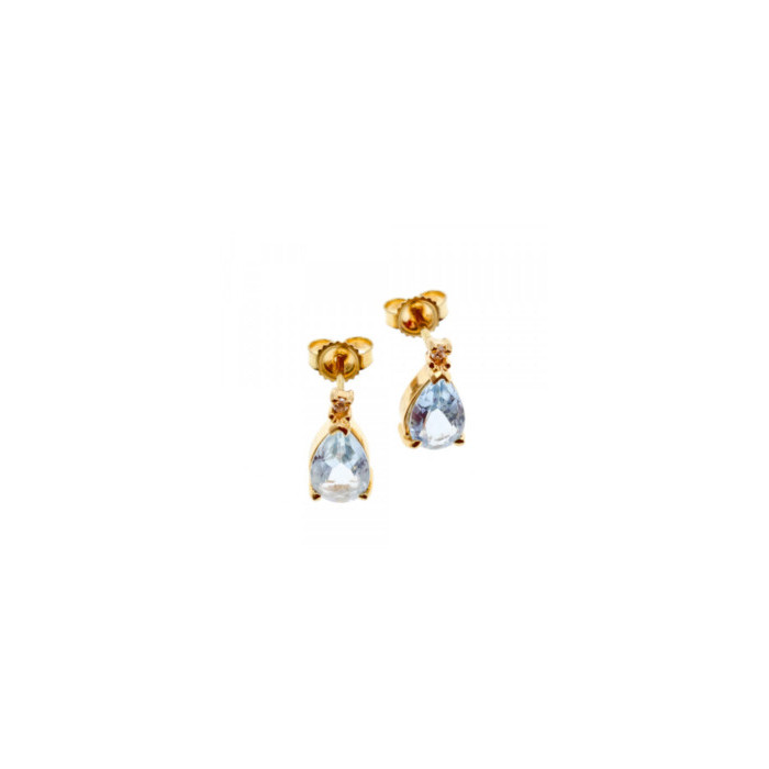 14K YELLOW GOLD TOPAZ & DIAMOND EARRINGS