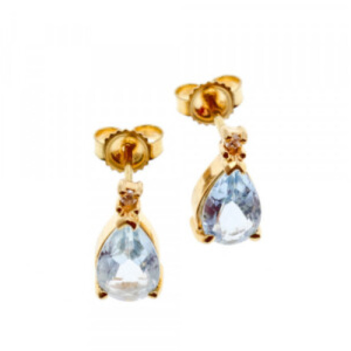 14K Yellow Gold Topaz & Diamond Earrings