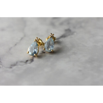 14K YELLOW GOLD TOPAZ & DIAMOND EARRINGS